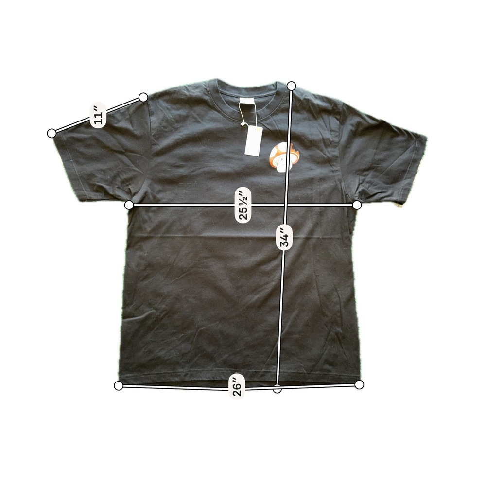 OK‎ Apparel Graphic T-Shirt Mens 2XL Black New Tattooed Peach Mario Mushroom Tee - Picture 2 of 7